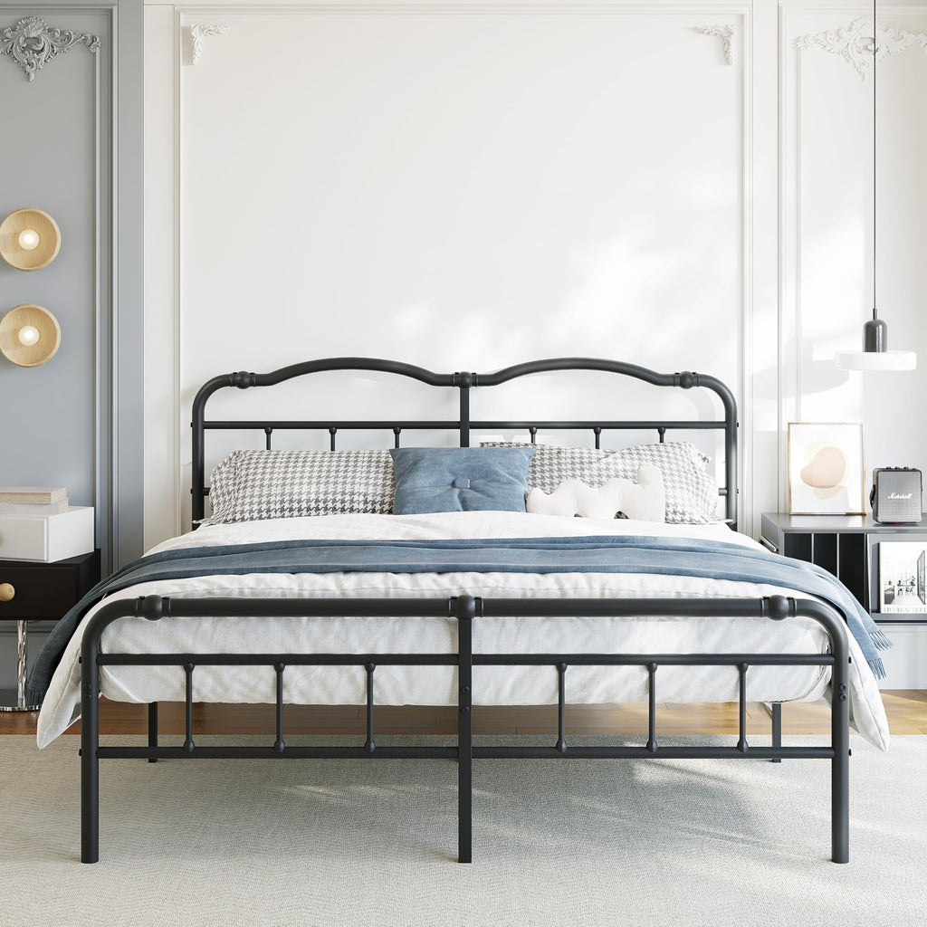 Queen Size 18 Inches Metal Bed Frame with Headboard W498726