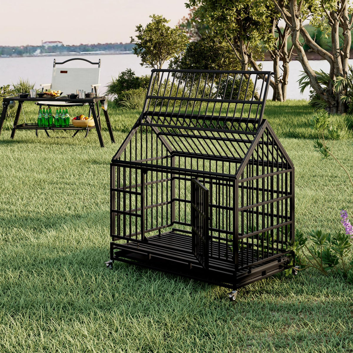 48 Inch Heavy Duty Dog Crate with Wheels Z107255