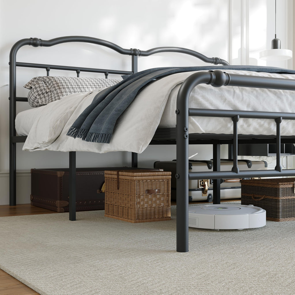 Queen Size 18 Inches Metal Bed Frame with Headboard W498726