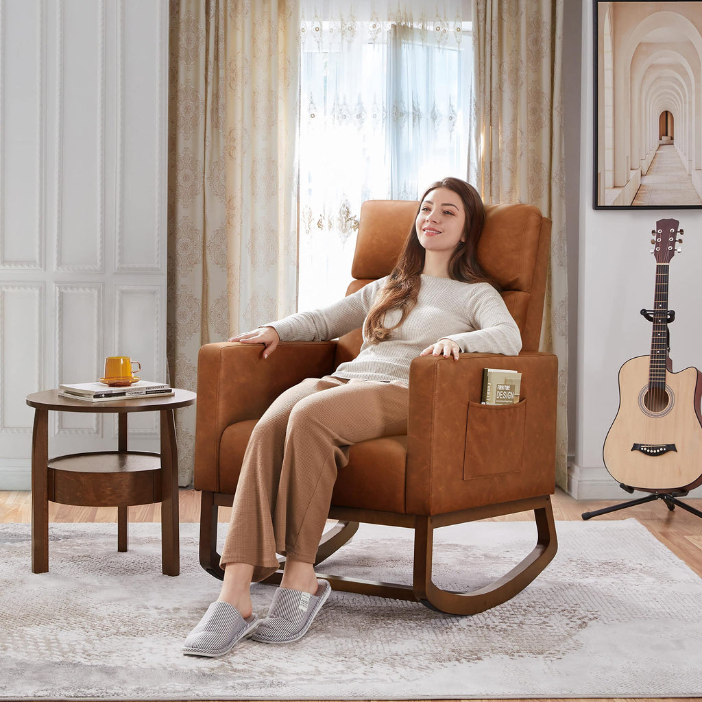 Brown Leather Glider Chair T494