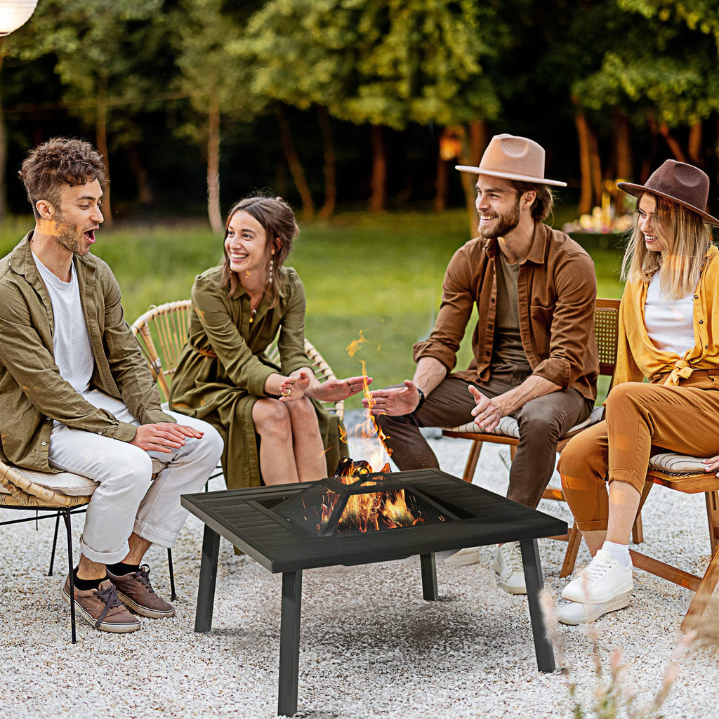 34-Inch Wood Burning Fire Pit with Grill V193881