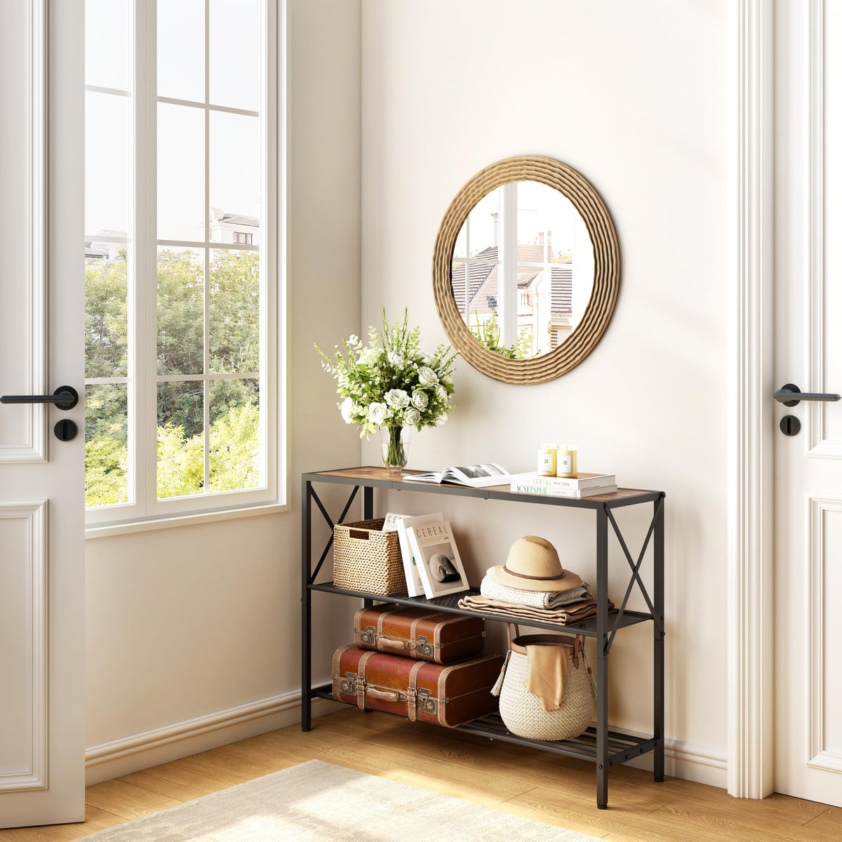 3 Tier Narrow Console Table with Shelves U588