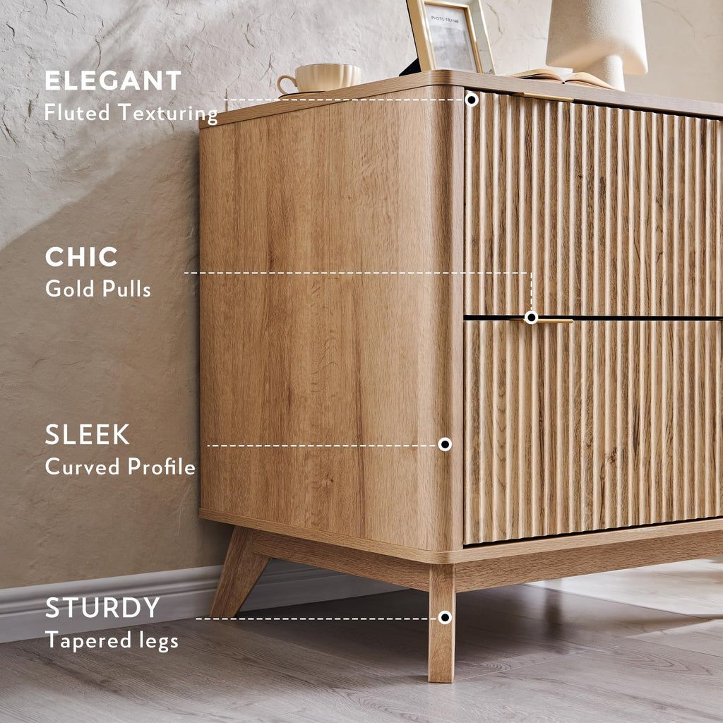 31.8-Inch Fluted 2 Drawer Lateral File Cabinet S340
