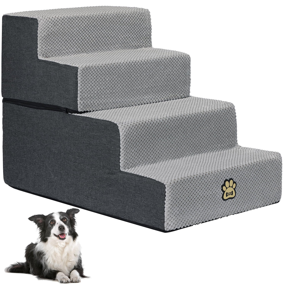 4-Step Foam Dog Stairs, 18-Inch, Gray L43296