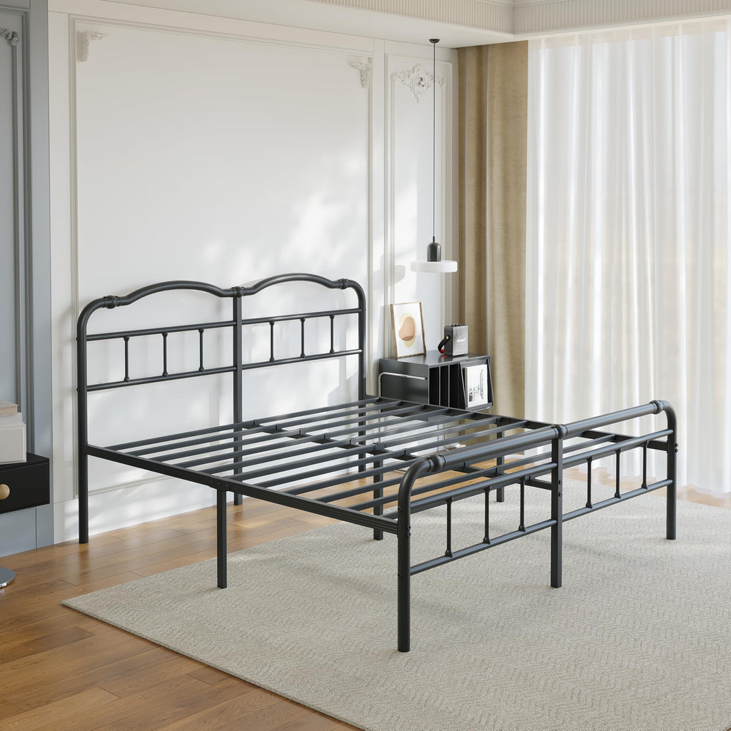 Queen Size 18 Inches Metal Bed Frame with Headboard W498726