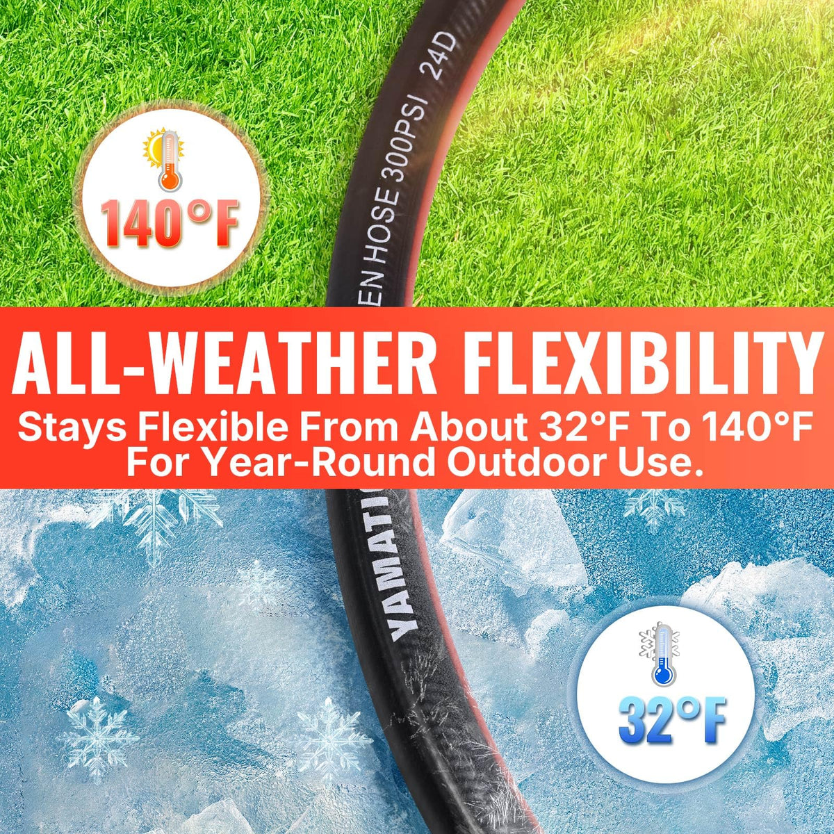 100ft Garden Hose 5/8in I.D. with Swivel Brass Handle M95826