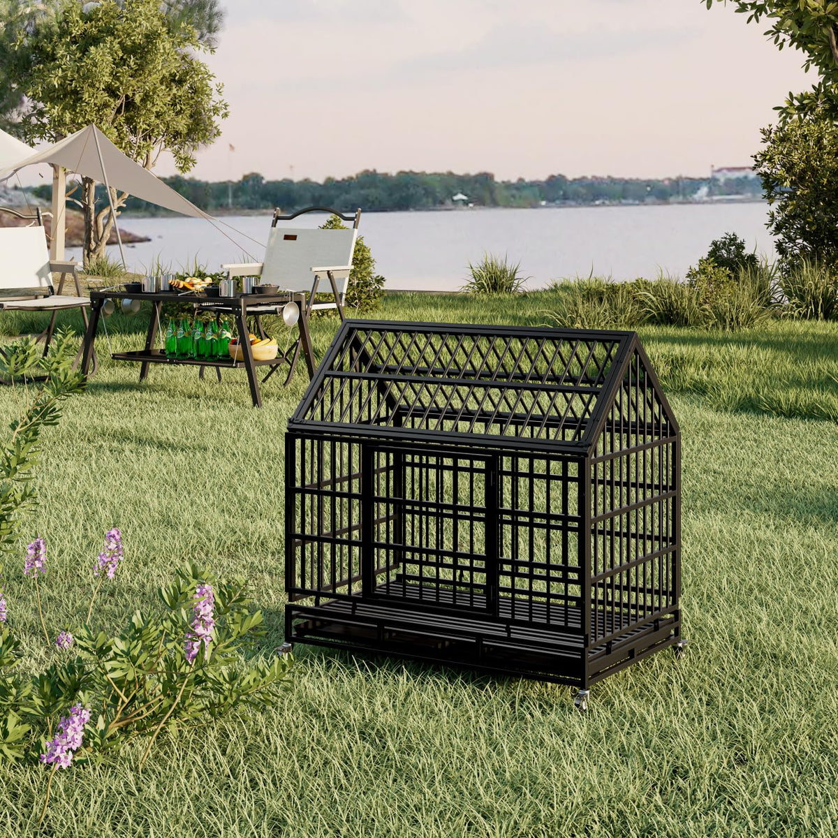 48 Inch Heavy Duty Dog Crate with Wheels Z107255