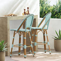 Light Teal PE Rattan Aluminum Bar Stools Set of 2 X110158