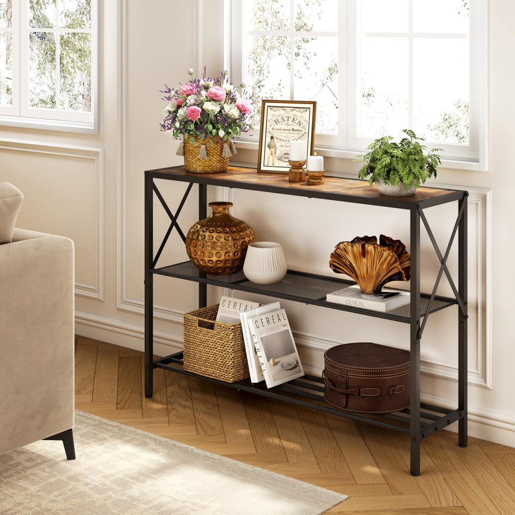 3 Tier Narrow Console Table with Shelves U588